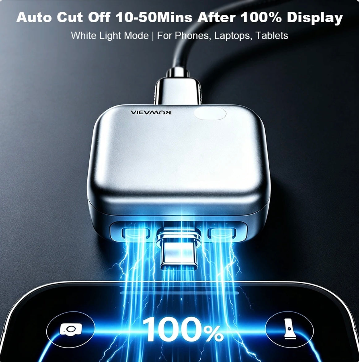 Smart Auto Cut-Off USB-C Charging Adapter for Phones, Tablets & Laptops